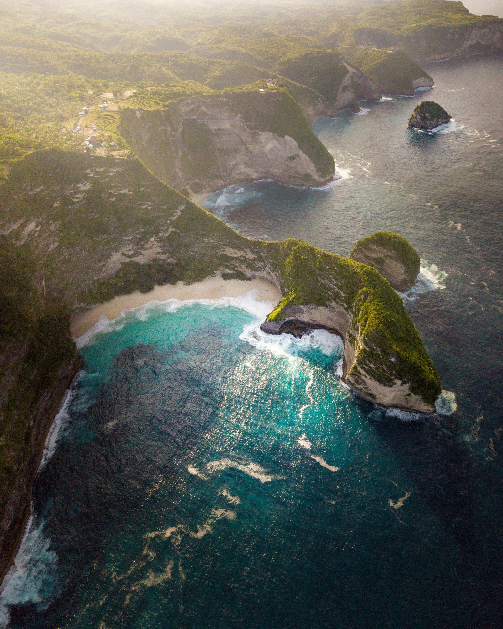 Aerial view of a tropical island destination